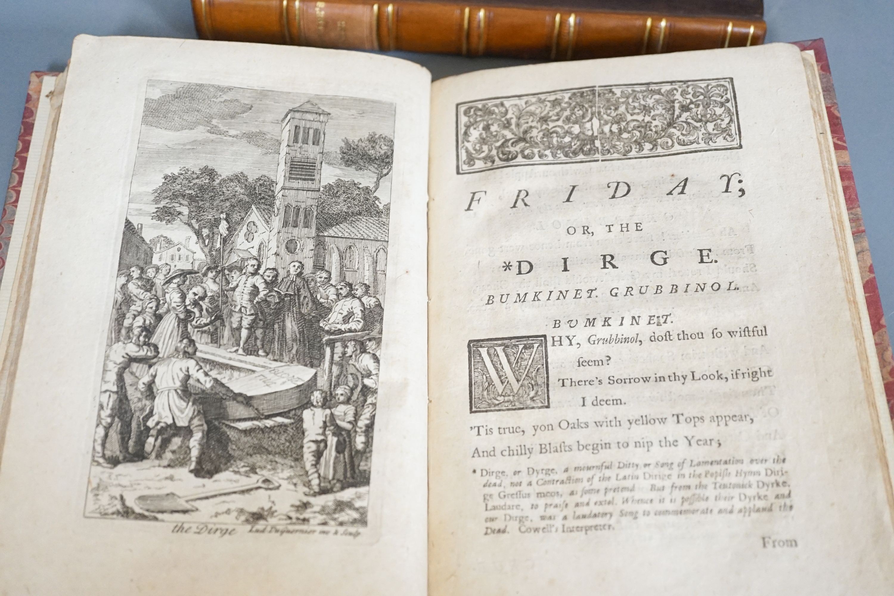 Langhorne, John - Poems on Several Occasions, small qto, quarter calf, lacking contents leaf, R. Griffiths, London [1760], Gay, John - The